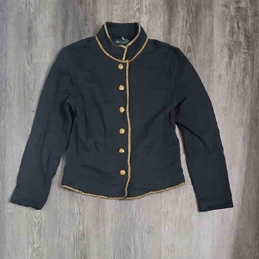 Ralph Lauren Polo Black Military Style Jacket with Gold Trim